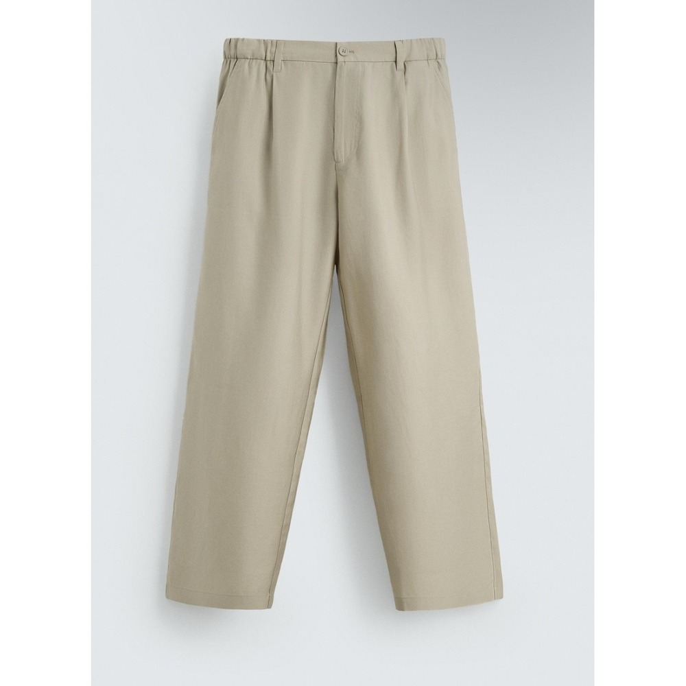 Zara Beige Wide-Leg Trousers